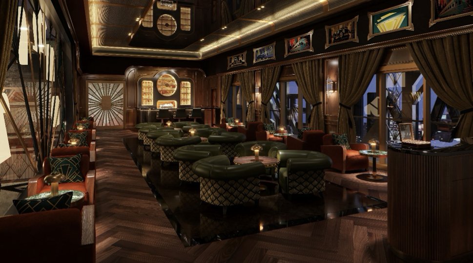 The VVIP Lounge overlooking the city skyline